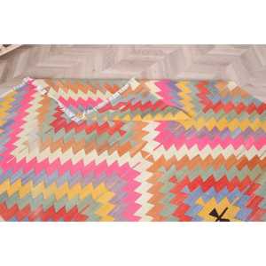 Turkish Vintage Large Rug 5.2x9.4 ft (160x288 cm), <b>Yellow</b> Patchwork Kilim Rug - Product Image 5