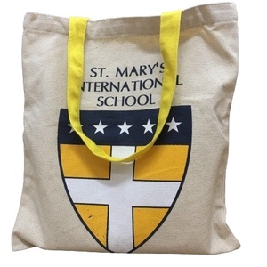 Custom Logo Printed Eco-Friendly Cotton Canvas Tote <b>Bag</b> Double String <b>Drawstring</b> with Letter Pattern Design Shopping Gift <b>Bag</b> - Product Image 6