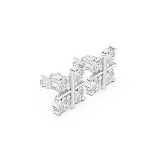 18K Halo Design Moissanite <b>Earrings</b> with CZ in <b>Silver</b> - Product Image 5