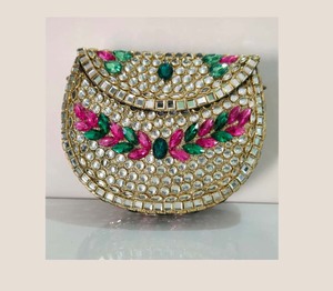 Handmade Feng Shui Rhinestone Crystal Diamond Brass <b>Clutch</b> Purse for Women Evening Wedding with <b>Pearl</b> Clasp Shiny Mosaic - Product Image 5