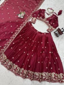 Micro Lehengha hasta tamaño 44 Foux Gorgette Hilo de trabajo con Secuencia de 9mm Choli interno incluido-Elegante tela Lehenga Choli - Product Image 4