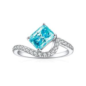 925 meilleur cadeau de mariage de concepteur bague de déclaration en argent Sterling 925 Quartz bleu fait à la main avec topaze blanche bague en pierres précieuses bijoux - Product Image 1