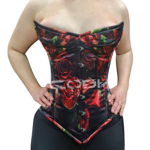 Corset gothique personnalisé à motif rose, avec baleines en acier, serre-taille et bonnets à armatures, fournisseur de corsets de mode du Pakistan - Product Image 3