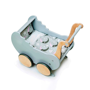 Berceau en bois bleu pour enfant, poussette et chariot de courses, jouet/poupée - Product Image 4