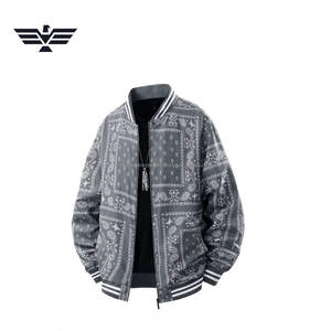 Blouson Bomber Homme Premium Décontracté Hiver Noir Imprimé Paisley Streetwear Zippé Service OEM Col Montant Coupe-Vent Fini - Product Image 1