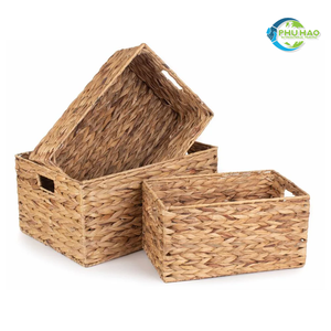 Wholesale Elegant Handwoven Rectangle WATER HYACINTH <b>BASKET</b> <b>with</b> Iron Frame and Custom <b>Lid</b> Options Vietnam Origin Laundry <b>Basket</b> - Product Image 5