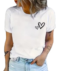 T-shirt ample en coton respirant imprimé, coupe streetwear, épaules tombantes, personnalisé pour femme - Product Image 1