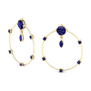 Boucles d'oreilles créoles en saphir bleu classique REYES, certifiées GRA, en argent sterling 925, cadeau de mariage, bijoux de fête pour femmes - Product Image 3