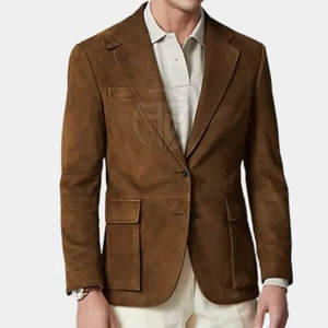 Classic Inspired <b>Men's</b> <b>Trench</b> <b>Coat</b> Suede <b>Leather</b> Polished Look Sleek Design Soft Finish Eco-Friendly Breathable Customizable - Product Image 4