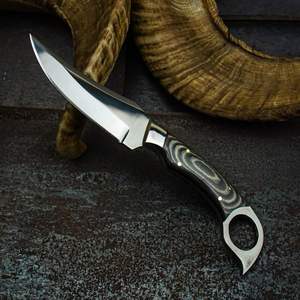 Cuchillos de Caza Profesionales de Grado Industrial, Hoja Fija de Acero de Damasco, Mango de Madera, Punta de Caída, Cuchillo de Supervivencia para Exteriores, Duradero - Product Image 3