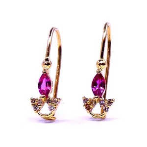 בעבודת יד 14K זהב יהלומים סיטונאי הודי זהב מסיבת ללבוש מינימאלי עגיל תכשיטי נשים ורוד טורמלין חן עגילי מתנות