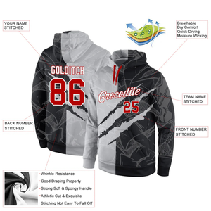 Sweat-shirt à capuche personnalisé avec impression de griffes noires et grises, sublimation, vêtements de sport personnalisés, logo personnalisé, design pour hommes et femmes, OEM - Product Image 3