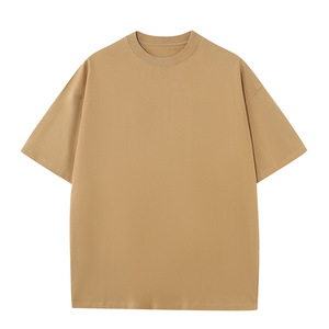 Conception de logo personnalisé OEM 270g T-shirt à manches courtes en pur coton lourd sur mesure avec épaules tombantes et demi-manches logo personnalisé - Product Image 3