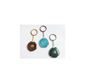 Round Resin Keychain Dragon Ball Crystal Ball Keyring for 3 piece with customized with black and blue sky blue color