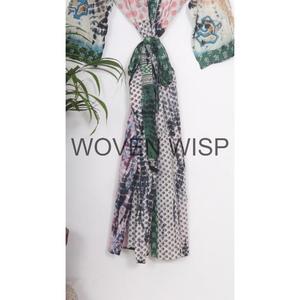 Anokhi Coton Robes Ancienne Fleur Bloc Imprimé Doux Et Confortable Kimono Court Parfait Pour La Maison Porter Des Vêtements De Plage, Femmes - Product Image 3