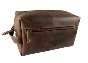 El cuero de búfalo genuino marrón suave y flexible está hecho a mano de cuero natural 100% Nuestro neceser - Product Image 3