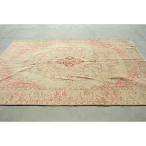 Turkish Vintage Rug, 6,46x9,<b>9</b> ft Rug, Red Large Plants & trees Rug - Product Image 2