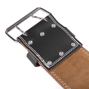 Ceinture antidérapante en cuir de vachette avec logo personnalisé 2025 pour l'haltérophilie Heavy Duty Pull Up avec chaîne en acier unisexe - Product Image 4