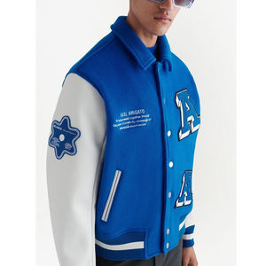 แจ็กเก็ตผ้าฟลีซสไตล์เท่ๆสำหรับฤดูหนาวแจ็คเก็ตเบสบอลบอมเบอร์เสื้อแจ็คเก็ตหนังพร้อมของตกแต่งปัก - Product Image 3