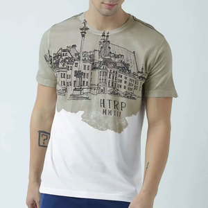 T-shirts blancs à manches courtes et col en O personnalisables OEM pour hommes 100% coton WORSTED motif de lettres de sérigraphie longue durée - Product Image 1