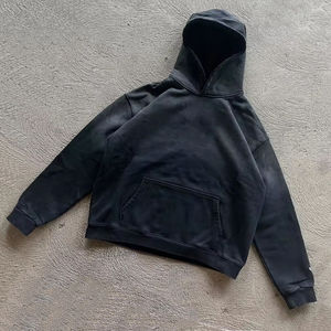 Vente en gros de sweat court à capuche vintage 100% coton avec logo personnalisé survêtement délavé à l'acide style de la rue survêtement décontracté pour hommes - Product Image 5