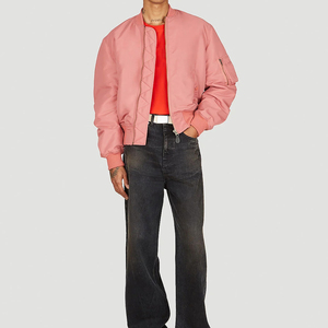 Chaqueta Bomber de Lujo para Hombre con Cierre, Tela de Alta Calidad, Color Morado Sólido, Ropa de Invierno para Exteriores con Cuello Alto, Chaqueta Bomber para Hombre OEM - Product Image 2