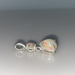 Ethiopian Vintage Style Stainless Steel Silver Plated <b>Pendant</b> Handmade Multi-Fire Opal Gemstone Religious Christian <b>Charm</b> - Product Image 5
