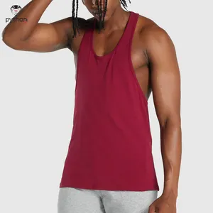 Custom Men's Gym wear Stringer Tank Top OEM Logo Plain Sport Body Building Fitness Running Cotton Blank