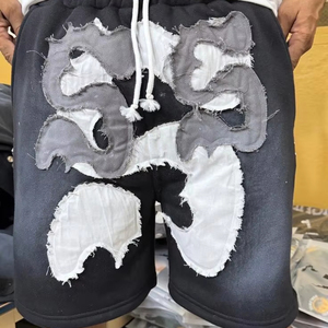 Custom Raw Hem Applique Embroidery <b>Patches</b> <b>Shorts</b> High Quality Streetwear Baggy Distressed <b>Shorts</b> - Product Image 1