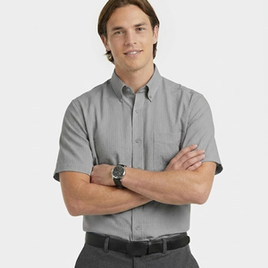Customized Men's Solid Bamboo <b>Dress</b> <b>Shirt</b> Regular Fit <b>Short</b> <b>Sleeve</b> Eco-Friendly Formal Style - Product Image 3