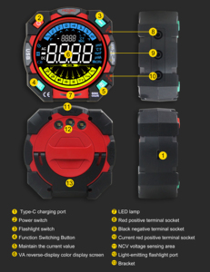 Multimetro Digitale Intelligente <span class=keywords><strong>con</strong></span> 6000 Conteggi True RMS, <span class=keywords><strong>Tester</strong></span> per Temperatura, Resistenza e Transistor, Display LCD <span class=keywords><strong>con</strong></span> Selezione Automatica della Scala - Product Image 5
