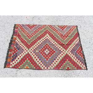 Alfombra Turca, Alfombra Vintage de 2.8x4 pies, Alfombra de Lana con Puntos Rojos y Verdes - Product Image 3