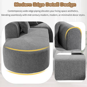 Sofá Seccional en Forma de L Comprimido, Sofá de Esquina sin Estructura, Sofá Chaise Longue Comprimido de 3 Plazas - Product Image 4