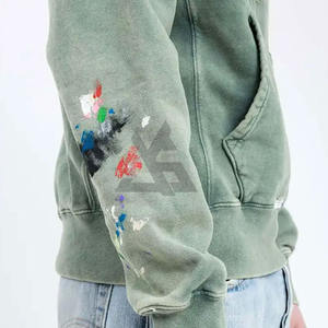 Men's Pullover Winter Plain Dyed Custom Logo Embroidered Heavy Weight Acid Wash Oversized Fit Hoodie - Product Image 4