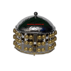 Calentador de alimentos de acero inoxidable con soporte de hoja de hierro, cazuela de mesa de forma redonda, última colección, olla de metal elegante - Product Image 5