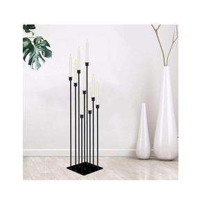 Candelero cultural indio de latón 9-Batti con patrones florales grabados ideal para decoraciones festivas mandir - Product Image 1