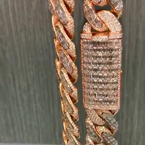 Cadena de eslabones cubanos Iced Out 20MM VVS Moissanite Diamond Cadena de eslabones cubanos Hip Hop Miami Cadena cubana Hip Hop - Product Image 4