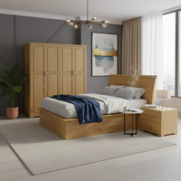 Maßgefertigtes 3-teiliges Modernes Schlafzimmermöbel-Set Hochwertige Langlebige Akazien-/Kiefernholz-Bett-Schubladen-Kommode Nachttisch Vietnam