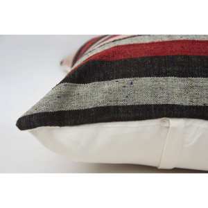 Oreiller à motif tartan multicolore 24x24 pouces Vintage Wool Kilim Plaid Woven Technique - Product Image 4