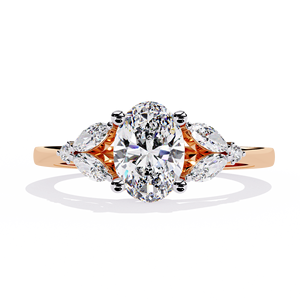 Bague de fiançailles élégante en diamant de laboratoire de mariée, coupe ovale avec pierres latérales, bijoux fins certifiés IGI, cadeau de mariage pour femme - Product Image 2