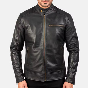 แจ็คเก็ตหนังเทียมสำหรับผู้ชายแจ็คเก็ตกันลมสีดำมีเข็มขัดสไตล์ร็อคพังค์พร้อมเข็มขัด - Product Image 5