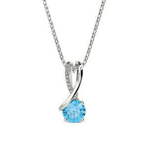 Pendentif Hallmark Simple Twist à coupe ronde en or blanc, perle d'eau douce, topaze, émeraude, turquoise, zircon, bijoux géométriques en platine - Product Image 1
