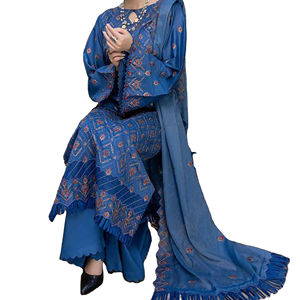 ชุดเดรสพิมพ์ลายคอปักลายสำหรับผู้หญิงคอลเลคชั่นฤดูร้อนจากนักออกแบบ Salwar Kameez แบบอินเดียคอลเลกชันคุณภาพสูง - Product Image 1