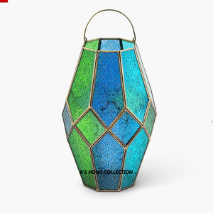 Linterna marroquí decorativa de último diseño, mesa de Metal de cristal multicolor, linterna de lujo india al por mayor - Product Image 1
