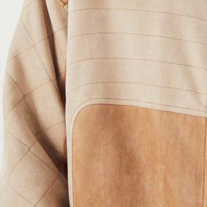 Veste en cuir de mouton style cowboy en daim, col montant, logo frontal, prix abordable, directement de l'usine - Product Image 6