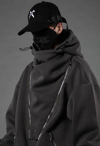 2025 Techwear Hoodies Harajuku Y2K Hip Hop Sweats Col Haut Masque Coupe-Vent Pulls Noir Foncé Techwear Cargo Tops - Product Image 3