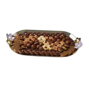 Bandeja de chocolate decorativa de Metal plateado de lujo Bandeja de servicio dulce hecha a mano de alta calidad premium para ocasiones especiales y cualquier evento - Product Image 2