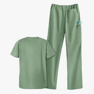 Meilleure qualité femmes col en v tissé 100% coton soins infirmiers gommages en gros hôpital uniformes ensembles avec chemise et pantalon pour les médecins - Product Image 3