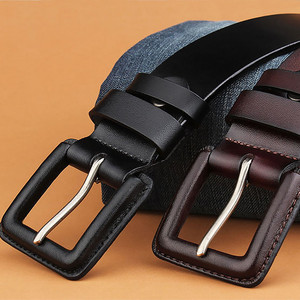 Venta caliente hombres clásicos Vintage negro marrón Correa calidad cinturones de cuero genuino con hebilla de Pin - Product Image 6