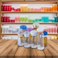 Flacons en verre stériles pour injection pharmaceutique, 15 ml, avec bouchon à vis et joint en caoutchouc, marron transparent, estampage doré, prix usine